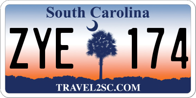 SC license plate ZYE174