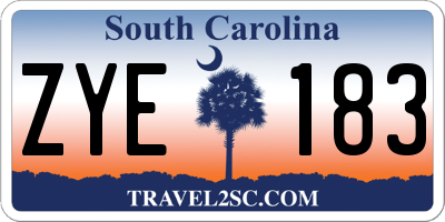 SC license plate ZYE183