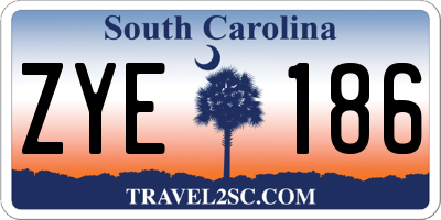 SC license plate ZYE186