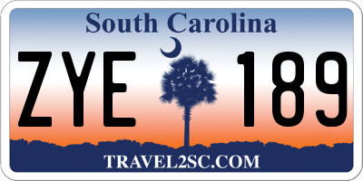 SC license plate ZYE189