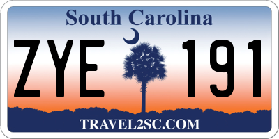 SC license plate ZYE191