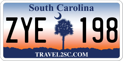 SC license plate ZYE198