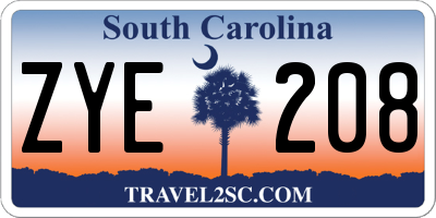 SC license plate ZYE208