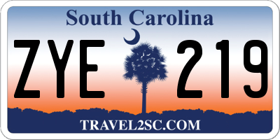 SC license plate ZYE219