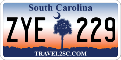 SC license plate ZYE229