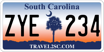 SC license plate ZYE234