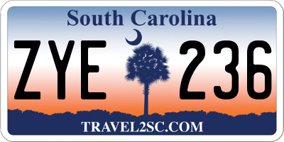 SC license plate ZYE236