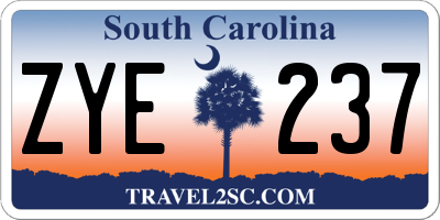 SC license plate ZYE237
