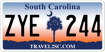 SC license plate ZYE244