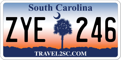 SC license plate ZYE246