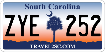 SC license plate ZYE252