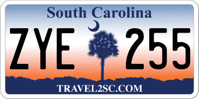 SC license plate ZYE255