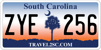 SC license plate ZYE256