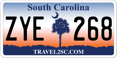SC license plate ZYE268
