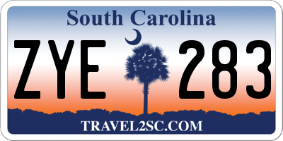 SC license plate ZYE283