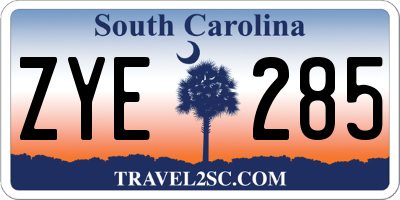 SC license plate ZYE285