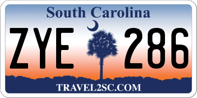 SC license plate ZYE286