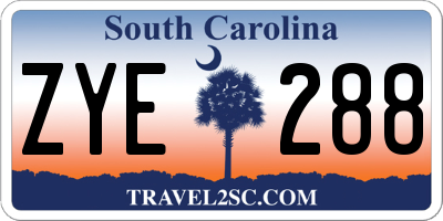 SC license plate ZYE288