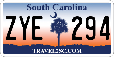 SC license plate ZYE294