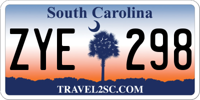 SC license plate ZYE298