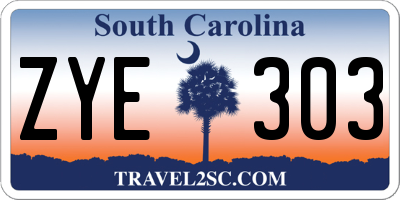SC license plate ZYE303