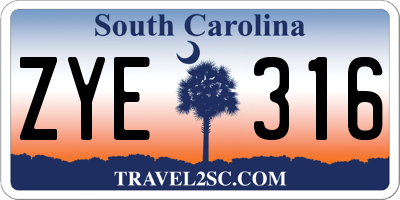 SC license plate ZYE316