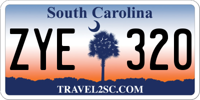 SC license plate ZYE320