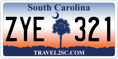 SC license plate ZYE321