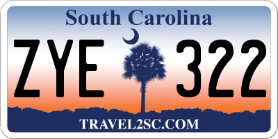 SC license plate ZYE322