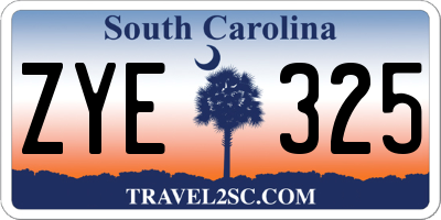 SC license plate ZYE325