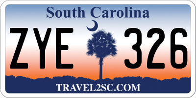 SC license plate ZYE326