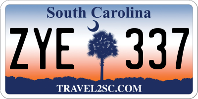 SC license plate ZYE337