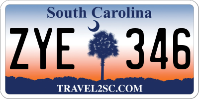 SC license plate ZYE346