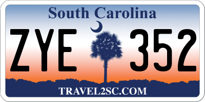 SC license plate ZYE352