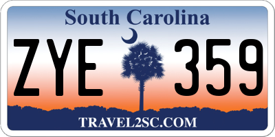 SC license plate ZYE359