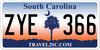 SC license plate ZYE366