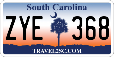 SC license plate ZYE368