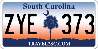 SC license plate ZYE373