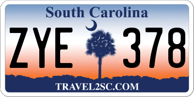 SC license plate ZYE378