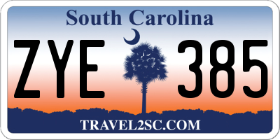 SC license plate ZYE385