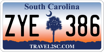 SC license plate ZYE386