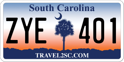 SC license plate ZYE401