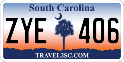 SC license plate ZYE406