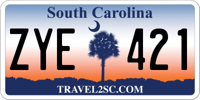 SC license plate ZYE421