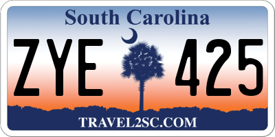SC license plate ZYE425