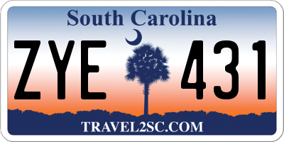 SC license plate ZYE431