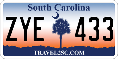 SC license plate ZYE433