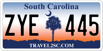 SC license plate ZYE445
