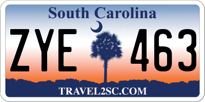 SC license plate ZYE463