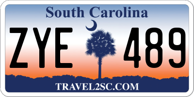 SC license plate ZYE489